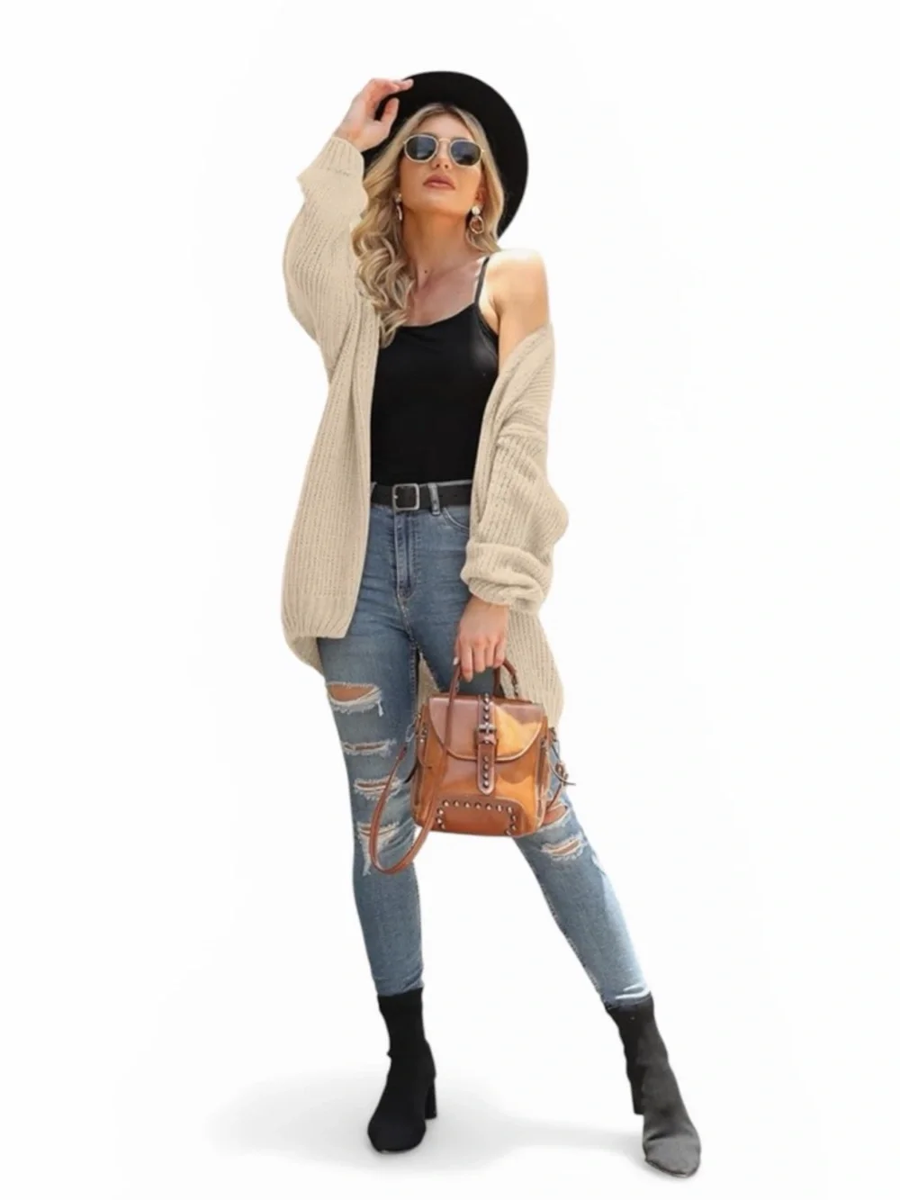 PRETTYGARDEN Women's Long Sleeve Open Front Knit Cardigan - Picture 3 of 7